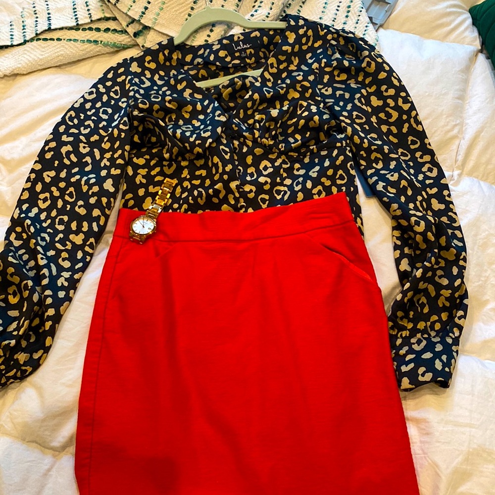 J Crew Red Pencil Skirt